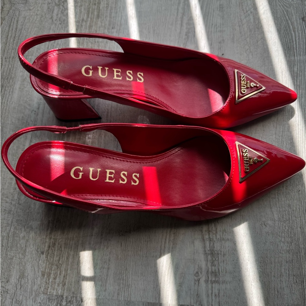 GUESS Women's Red Slingback Heels - Picture 2 of 4